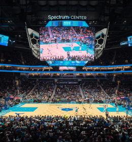 The court during Charlotte Hornets game at Spectrum Center